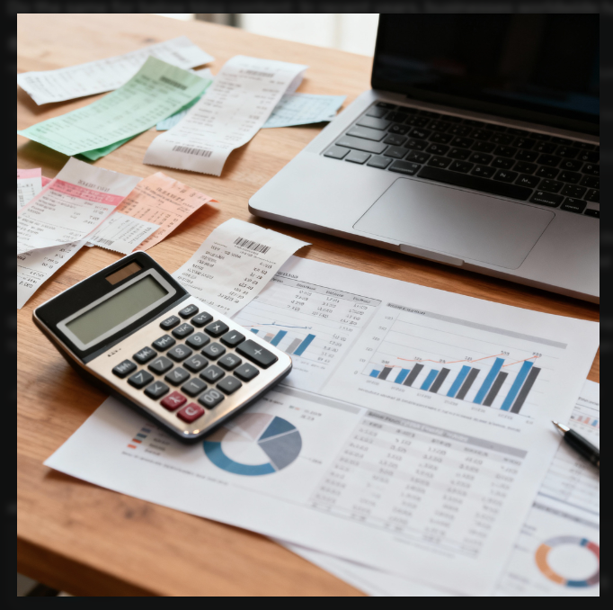 Finance manager workspace with expense reports and analytics