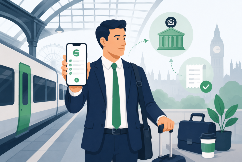 Cover image for guide on business travel by Expense hub (www.expensehub.io)